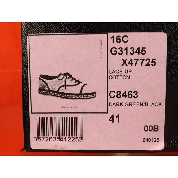 NIB CHANEL G31345 GREEN BLACK CANVAS PEARLS CC ESPADRILLE OXFORDS FLAT 39 - Picture 12 of 12